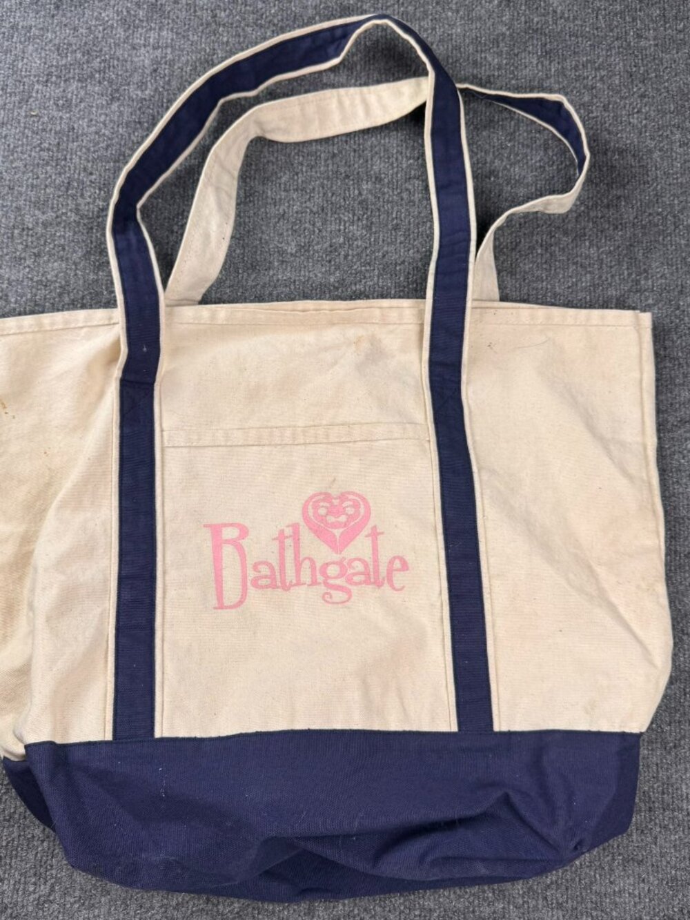 Bathgate Canvas Boat Tote Bag Navy Blue Off White Large Shoulder Beach Carryall
